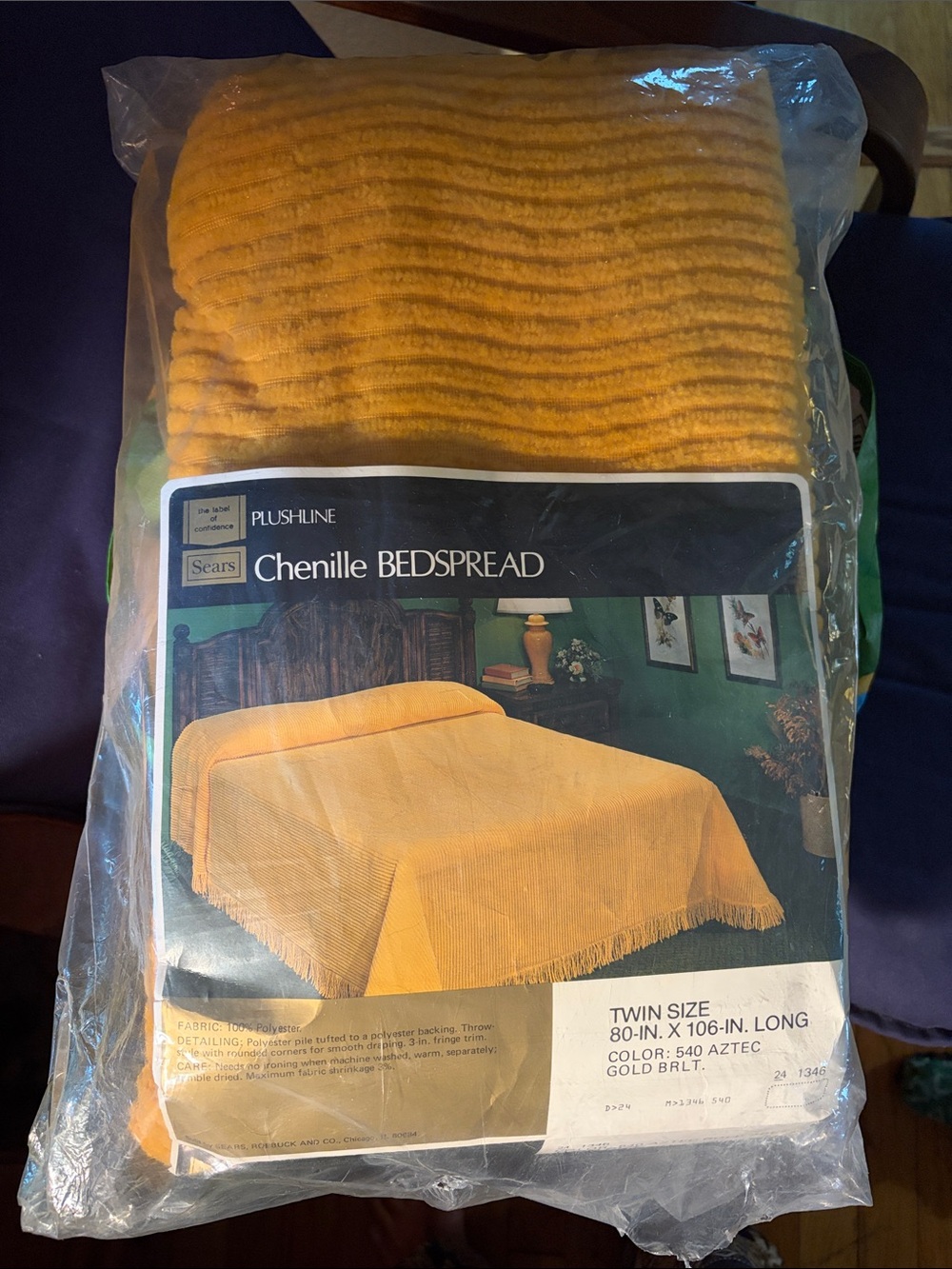 VINTAGE Sears Chenille Bedspread in Warm Gold